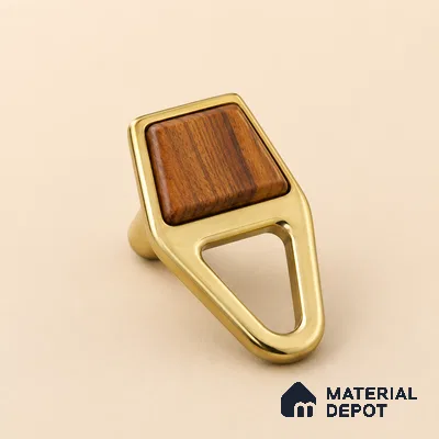 Ottr Zinc Knob HA 00230 B PVD Gold Wood Finish - Standard | 2 Years Warranty