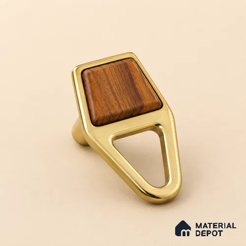 Ottr Zinc Knob HA 00230 B PVD Gold Wood Finish - Standard | 2 Years Warranty