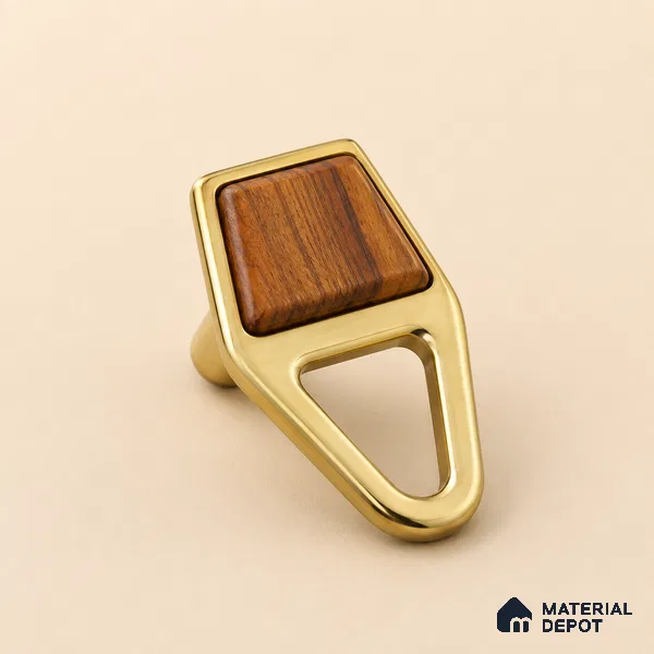 Ottr Zinc Knob HA 00230 B PVD Gold Wood Finish - Standard | 2 Years Warranty
