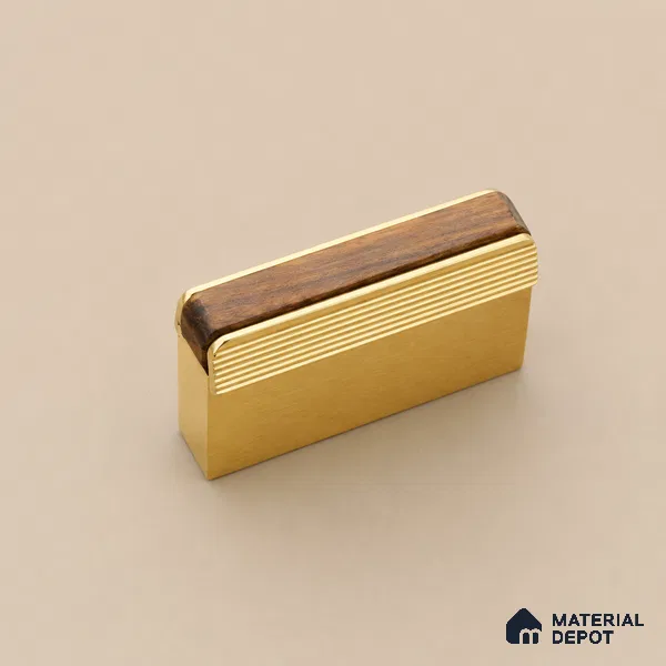 Ottr Aluminium Knob HA 00231 B PVD Gold Wood Finish - Standard | 2 Years Warranty