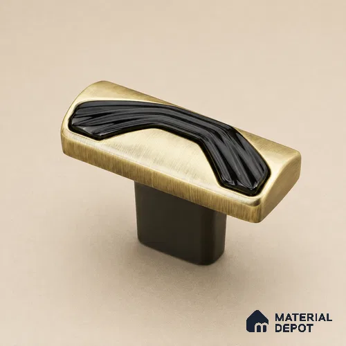 Ottr Zinc Knob HA 00250 C Antique Brass Black Finish - Standard | 2 Years Warranty
