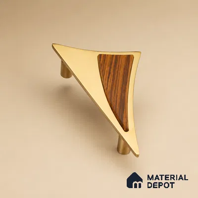 Ottr Stainless Steel Main Door Handle HA 00287 G PVD Gold Wood Finish - 120mm | 2 Years Warranty