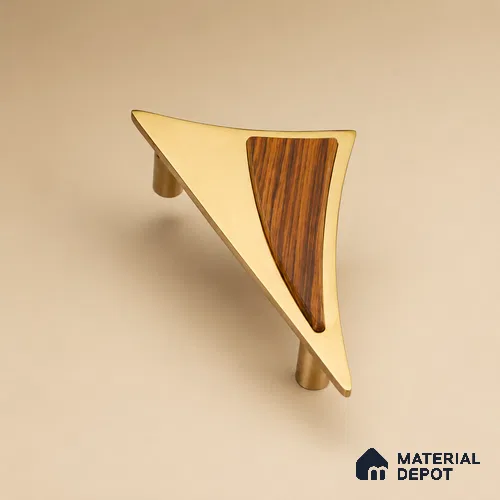 Ottr Stainless Steel Main Door Handle HA 00287 G PVD Gold Wood Finish - 120mm | 2 Years Warranty