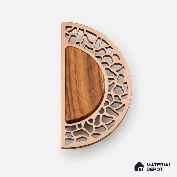 Ottr Stainless Steel Main Door Handle HA 00288 D PVD Rose Gold Wood Finish - 120mm | 2 Years Warranty