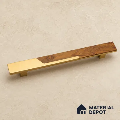 Ottr Aluminium Main Door Handle HA 00263 I PVD Gold Wood Finish - 300mm | 2 Years Warranty