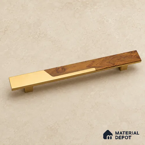 Ottr Aluminium Main Door Handle HA 00263 L PVD Gold Wood Finish - 900mm | 2 Years Warranty