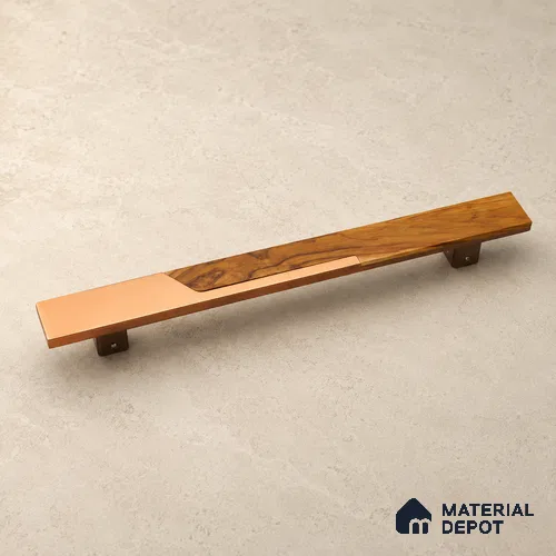 Ottr Aluminium Main Door Handle HA 00263 F PVD Rose Gold Wood Finish - 450mm | 2 Years Warranty