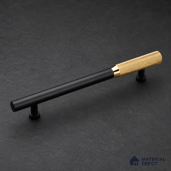 Ottr Aluminium Main Door Handle HA 00267 P Black PVD Gold Finish - 300mm | 2 Years Warranty