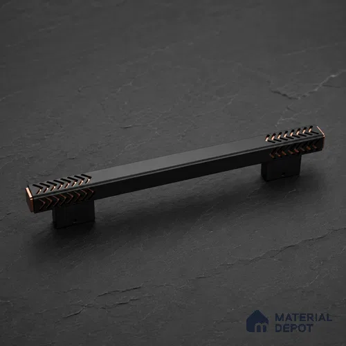 Ottr Aluminium Main Door Handle HA 00269 Q Black PVD Rose Gold Finish - 450mm | 2 Years Warranty
