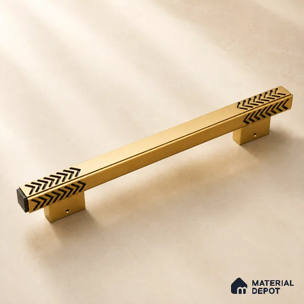 Ottr Aluminium Main Door Handle HA 00269 I PVD Gold Black Finish - 900mm | 2 Years Warranty