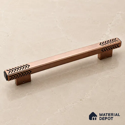 Ottr Aluminium Main Door Handle HA 00269 B PVD Rose Gold Black Finish - 450mm | 2 Years Warranty