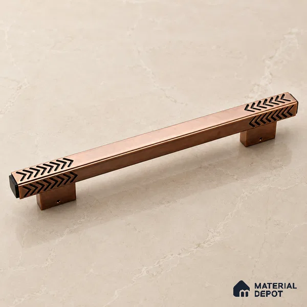Ottr Aluminium Main Door Handle HA 00269 C PVD Rose Gold Black Finish - 600mm | 2 Years Warranty