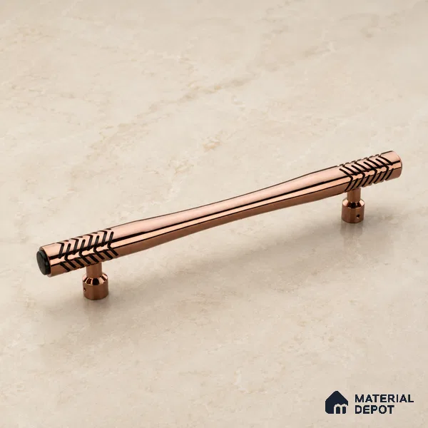 Ottr Aluminium Main Door Handle HA 00270 PVD Rose Gold Black Finish - 300mm | 2 Years Warranty