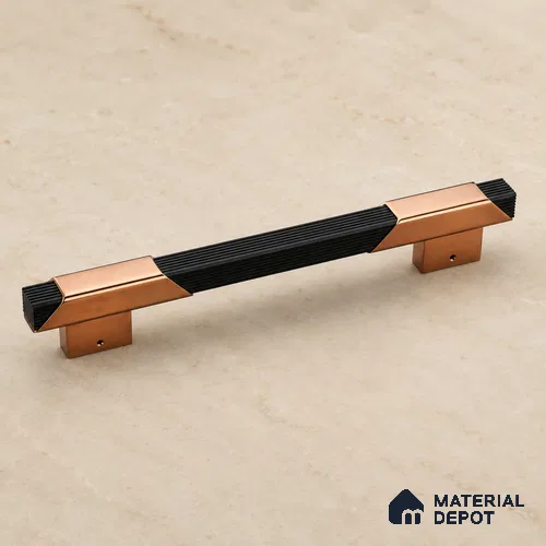 Ottr Aluminium Main Door Handle HA 00271 R Black PVD Rose Gold Finish - 600mm | 2 Years Warranty