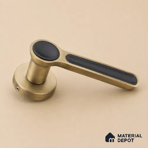 Ottr Zinc Mortise Handle HA 00296 Antique Brass Black Finish Rose Mount | 2 Years Warranty