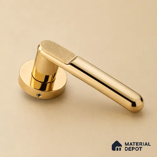 Ottr Zinc Mortise Handle HA 00297 D PVD Gold Finish Rose Mount | 2 Years Warranty