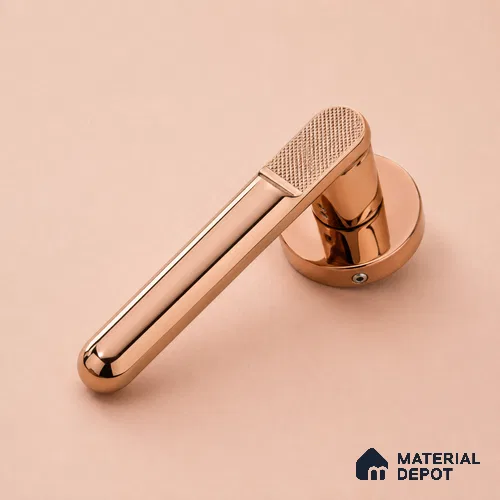 Ottr Zinc Mortise Handle HA 00297 C PVD Rose Gold Finish Rose Mount | 2 Years Warranty