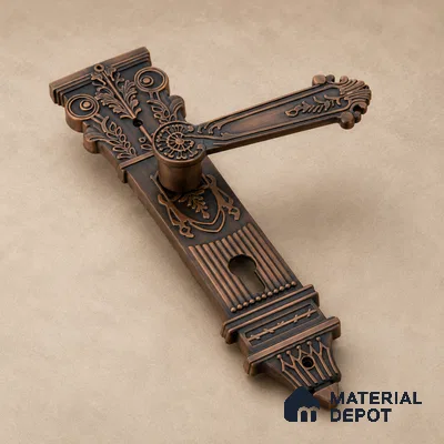 Ottr Zinc Mortise Handle HA 00305 C Antique Brass Brown Finish Plate Mount | 2 Years Warranty