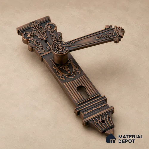 Ottr Zinc Mortise Handle HA 00305 C Antique Brass Brown Finish Plate Mount | 2 Years Warranty