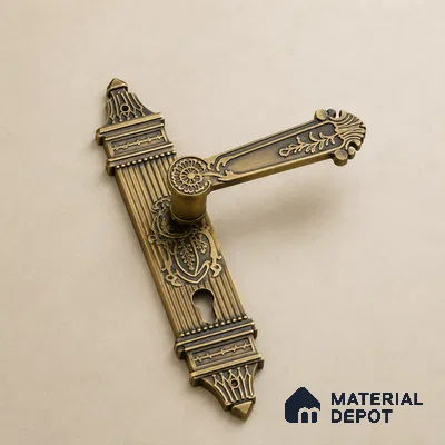 Ottr Zinc Mortise Handle HA 00305 B Antique Brass Green Finish Plate Mount | 2 Years Warranty