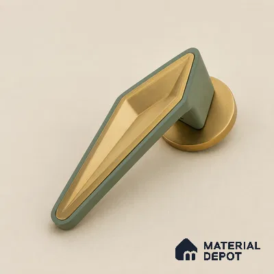 Ottr Zinc Aluminium Mortise Handle HA 00308 B Green PVD Gold Finish Rose Mount | 2 Years Warranty