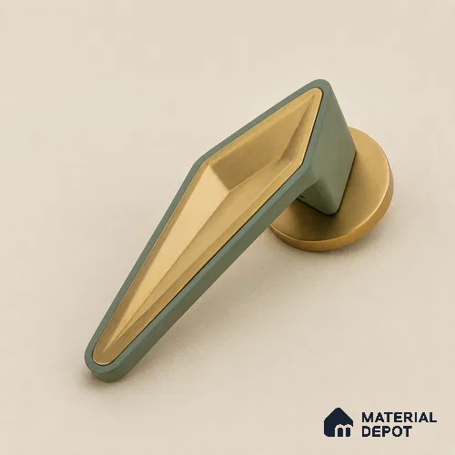 Ottr Zinc Aluminium Mortise Handle HA 00308 B Green PVD Gold Finish Rose Mount | 2 Years Warranty