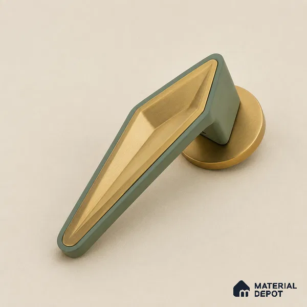 Ottr Zinc Aluminium Mortise Handle HA 00308 B Green PVD Gold Finish Rose Mount | 2 Years Warranty