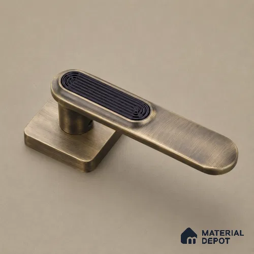 Ottr Zinc Mortise Handle HA 00313 F Antique Brass Black Finish Plate Mount | 2 Years Warranty