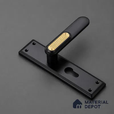 Ottr Zinc Mortise Handle HA 00313 C Black PVD Gold Finish Plate Mount | 2 Years Warranty