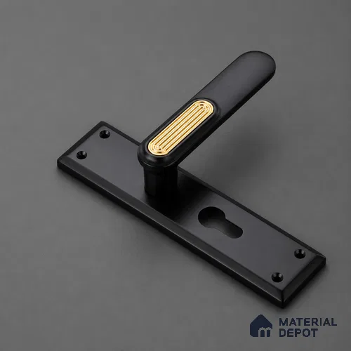 Ottr Zinc Mortise Handle HA 00313 Black PVD Gold Finish Rose Mount | 2 Years Warranty