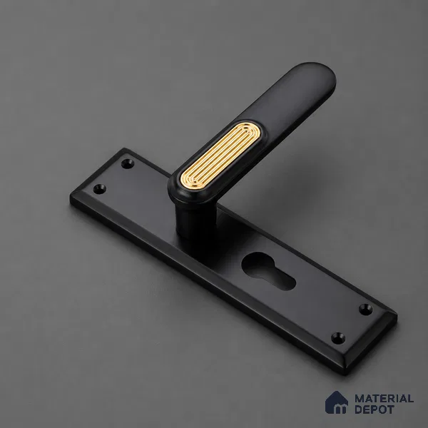 Ottr Zinc Mortise Handle HA 00313 Black PVD Gold Finish Rose Mount | 2 Years Warranty