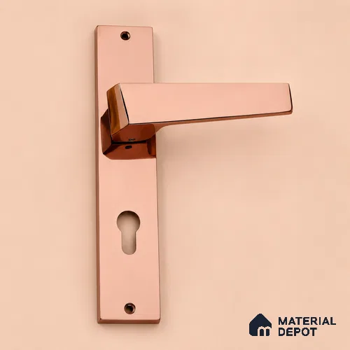 Ottr Brass Mortise Handle HA 00319 H PVD Rose Gold Finish Plate Mount | 2 Years Warranty