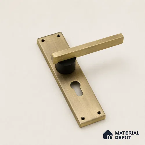 Ottr Stainless Steel Mortise Handle HA 00323 E Antique Brass Black Finish Plate Mount | 2 Years Warranty