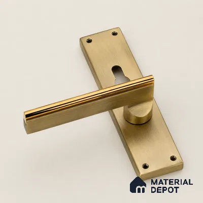 Ottr Stainless Steel Mortise Handle HA 00324 D Antique Brass PVD Gold Finish Plate Mount | 2 Years Warranty