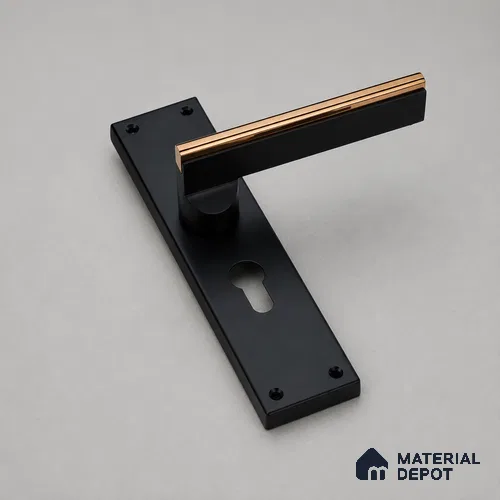 Ottr Stainless Steel Mortise Handle HA 00324 B Black PVD Rose Gold Finish Plate Mount | 2 Years Warranty