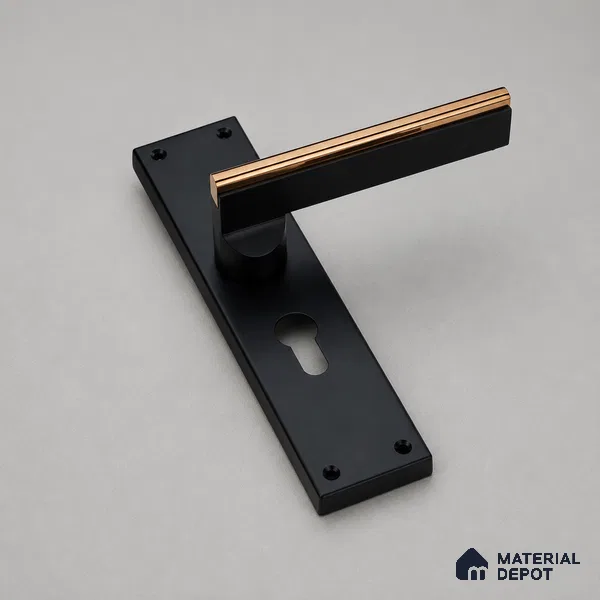 Ottr Stainless Steel Mortise Handle HA 00324 B Black PVD Rose Gold Finish Plate Mount | 2 Years Warranty