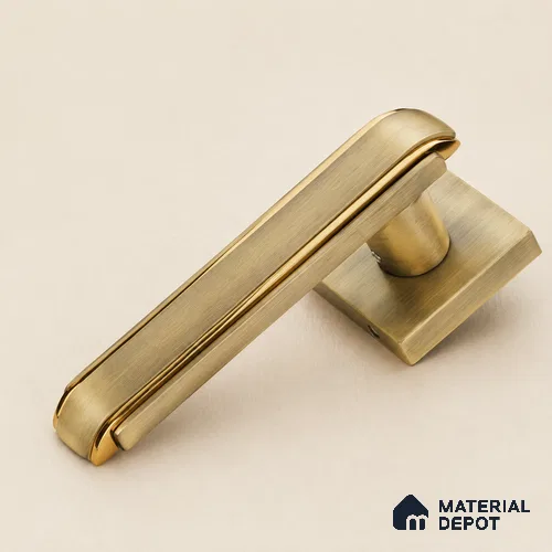 Ottr Zinc Mortise Handle HA 00330 C Antique Brass Gold Finish Rose Mount | 2 Years Warranty