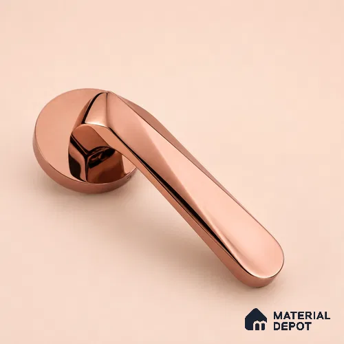 Ottr Brass Mortise Handle HA 00331 D PVD Rose Gold Finish Rose Mount | 2 Years Warranty