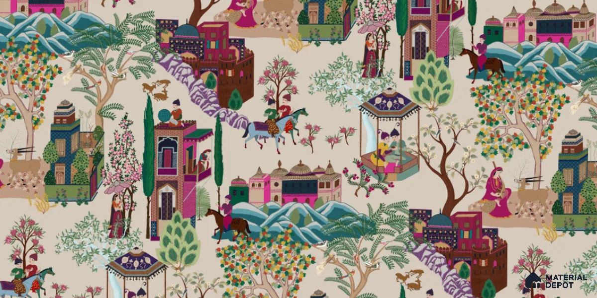 Pashmina, Indian Shawl Inspired Wallpaper for Rooms Sukoon Series Handmade Abstract Design (Customised Size Wallpaper)