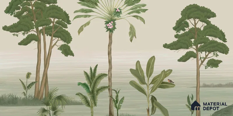 Prakriti Beautiful Trees Wallpaper Sukoon Series Canvas Nature Design (Customised Size Wallpaper)
