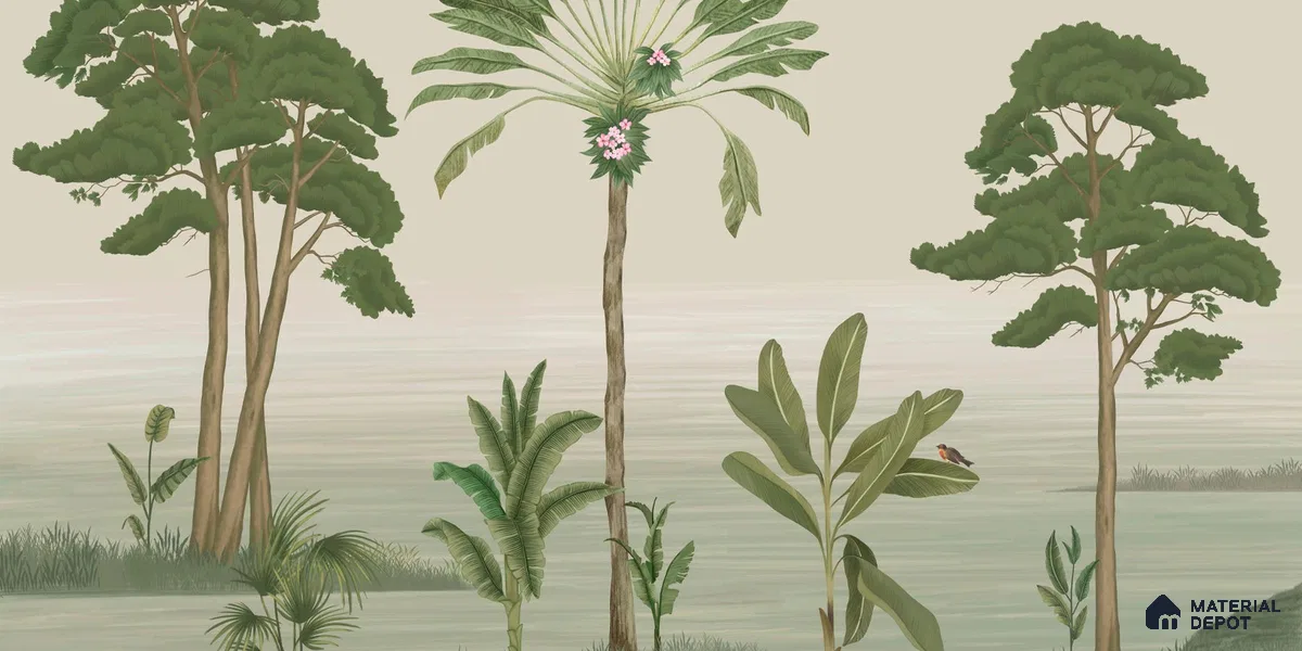 Prakriti Beautiful Trees Wallpaper Sukoon Series Canvas Nature Design (Customised Size Wallpaper)