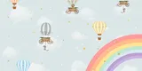 A close-up of aRainbow & Hot Air Balloons Themes Children Room Wall Designs, Custom Wallpaper Sparkla N Shine Series Entertainment Design (Customised Size Wallpaper) with a finish available at Material Depot in Bangalore
