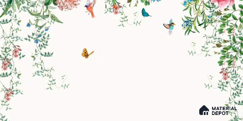 Unique Hanging Floral and Bird Wallpaper for Bedrooms Sparkla N Shine Series Soft Feel Florals Design (Customised Size Wallpaper)