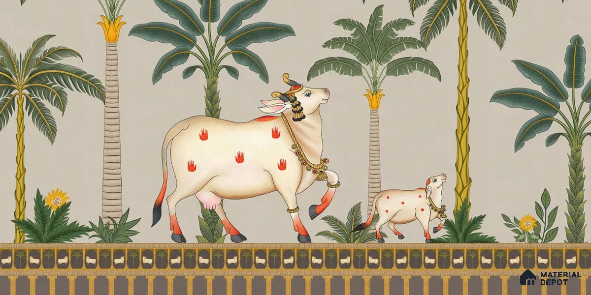 Surabhi Pichwai Wallpaper, Customised for Walls(Canvas)