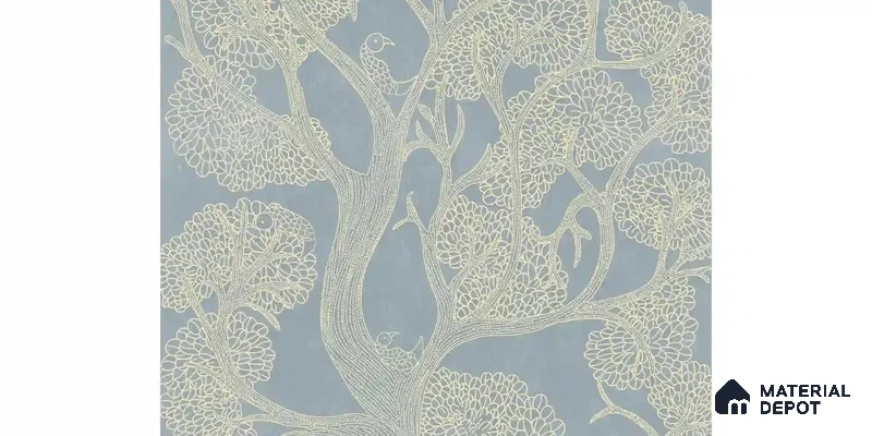 Suhani Indian Madhubani Art light Blue Handmade (Customised Wallpaper)
