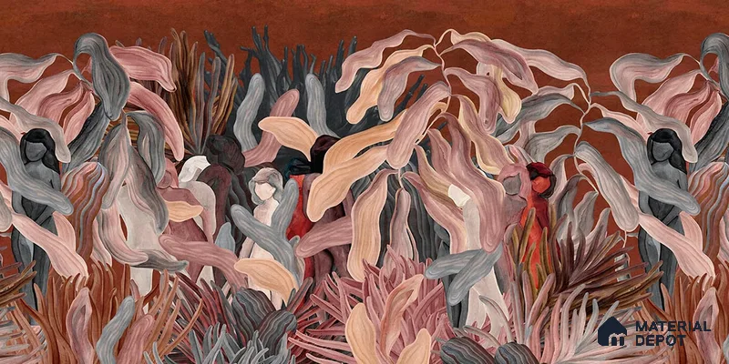 Enchanting Nymphs of Nature Art Silk Metallic (Customised Size Wallpaper)