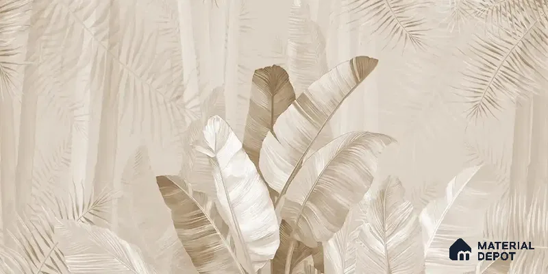 Pallav A Beige Color Tropical Canvas (Customised Wallpaper)