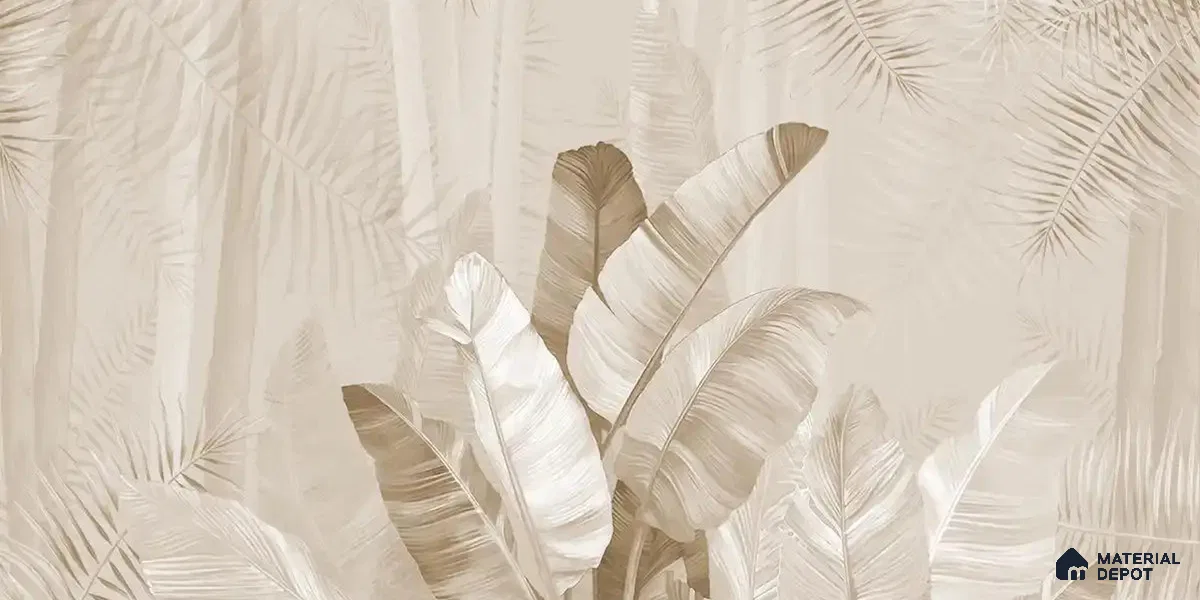 Pallav A Beige Color Tropical Canvas (Customised Wallpaper)
