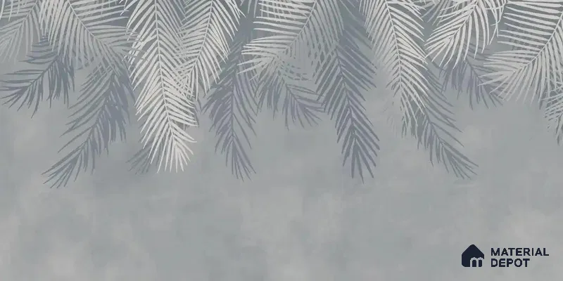 Hanging Tropical Leaves Design Blue Soft Feel (Customised Wallpaper)