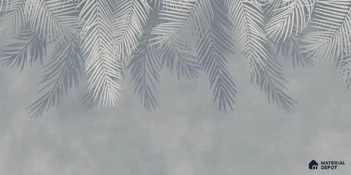 Hanging Tropical Leaves Design Blue Soft Feel (Customised Wallpaper)